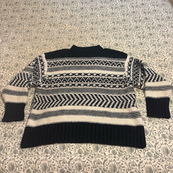 Mango Sweaters - Mango Black and Cream Patterned Turtleneck Sweater
